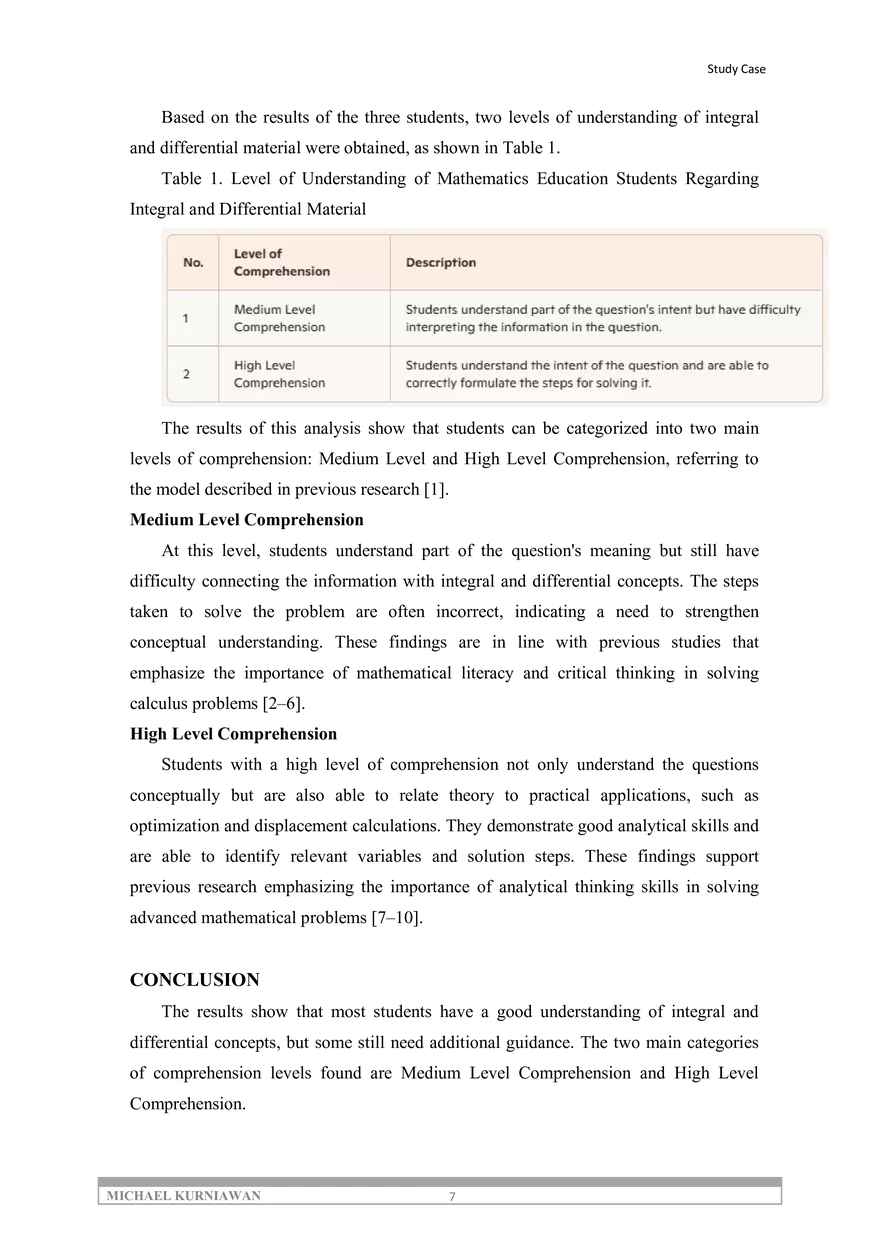Cognitive Analysis of Students' Understanding of Integral - Page 7