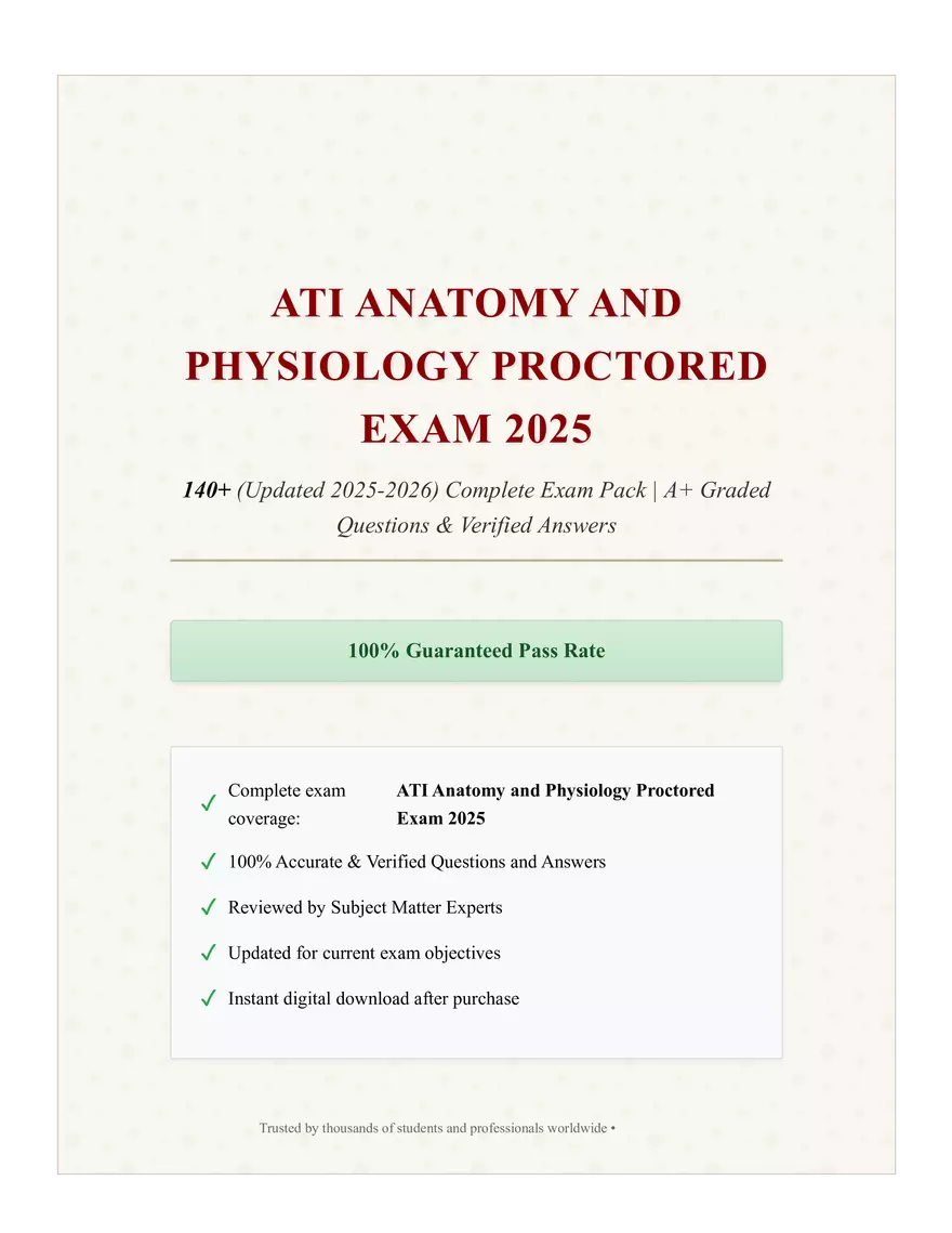 ATI Anatomy and Physiology Proctored Exam 2025 - Page 1