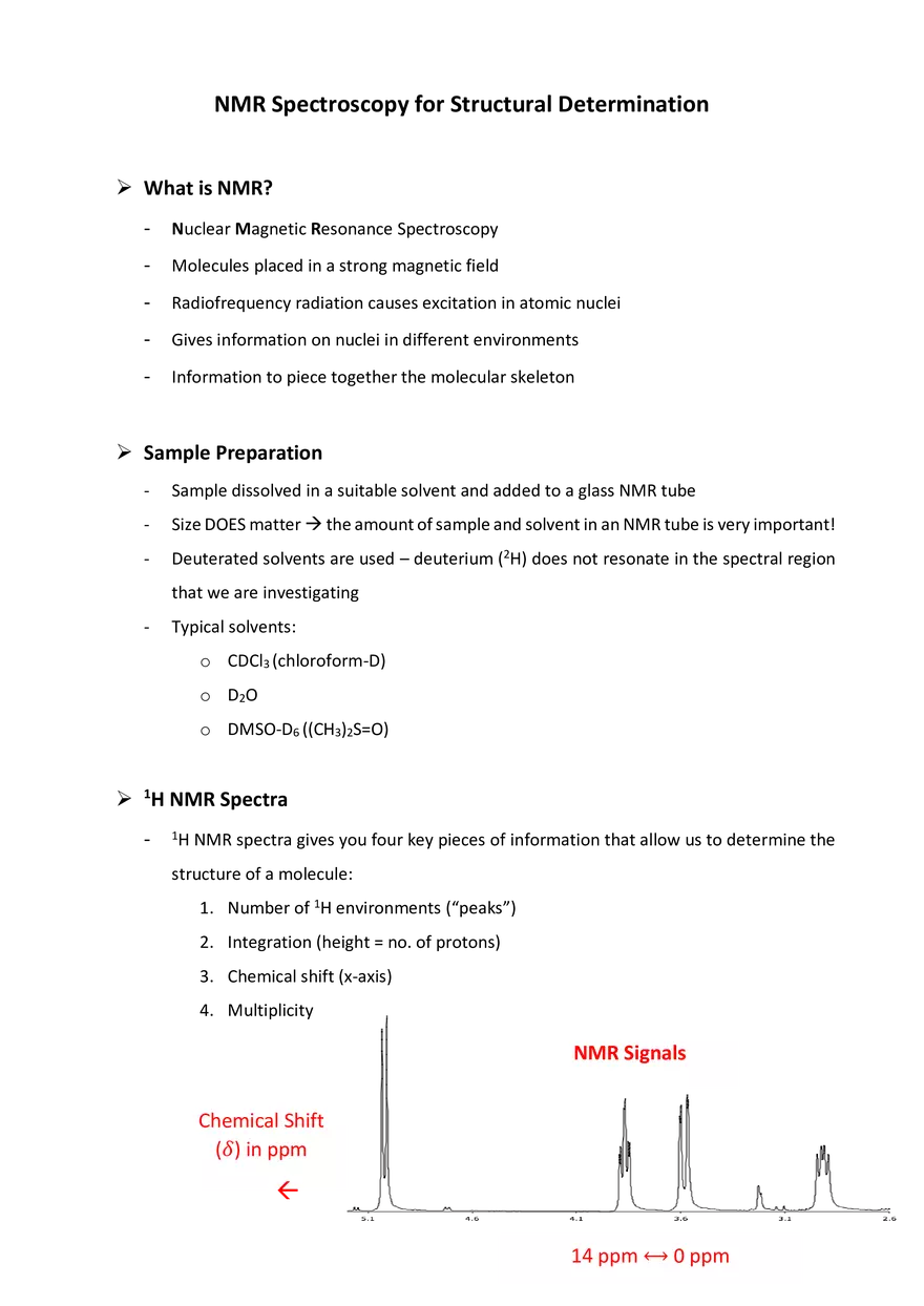 NMR Spectroscopy for Structural Determination - Page 1