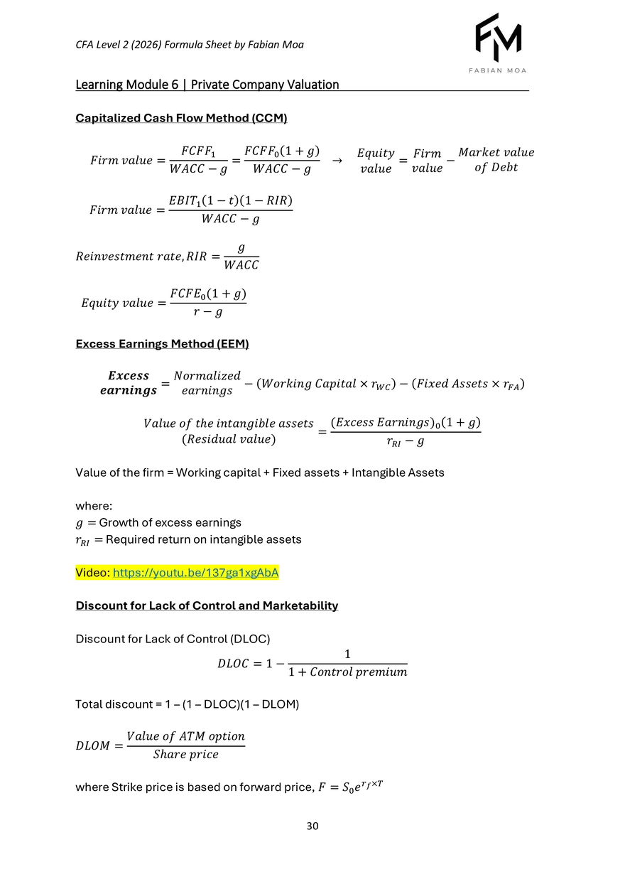 CFA Level II Formula Sheet 2026 - Page 23