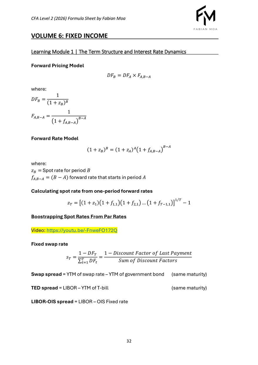 CFA Level II Formula Sheet 2026 - Page 26