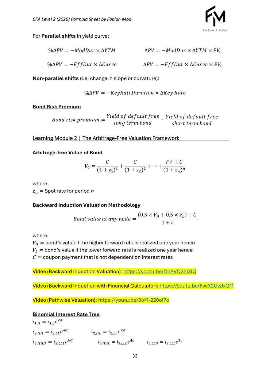 CFA Level II Formula Sheet 2026 - Page 27
