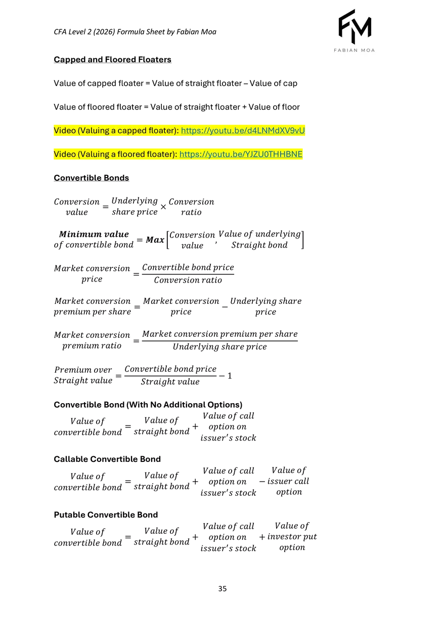 CFA Level II Formula Sheet 2026 - Page 29