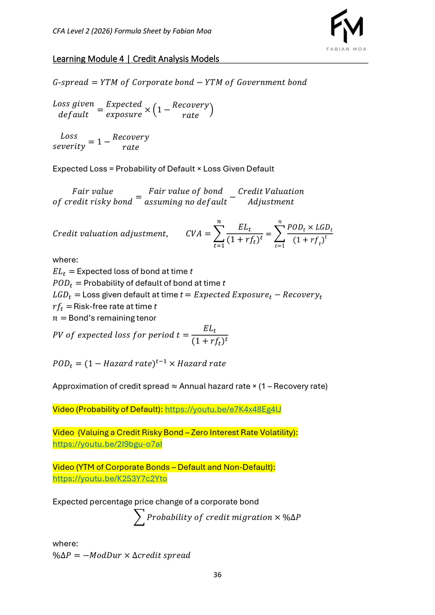 CFA Level II Formula Sheet 2026 - Page 30