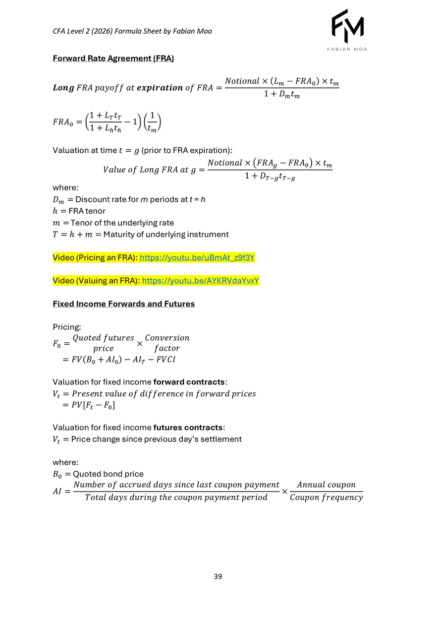 CFA Level II Formula Sheet 2026 - Page 33