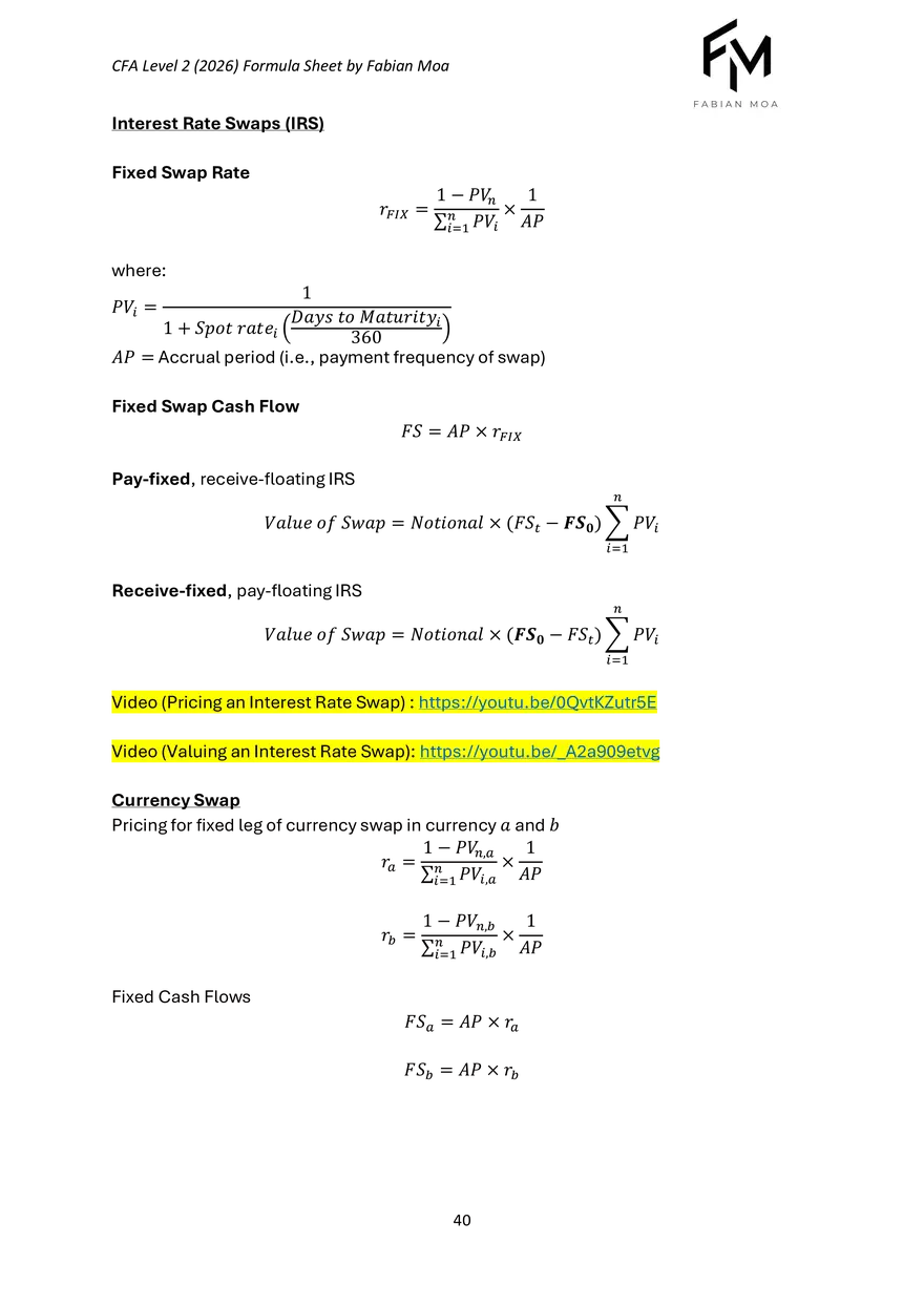 CFA Level II Formula Sheet 2026 - Page 34