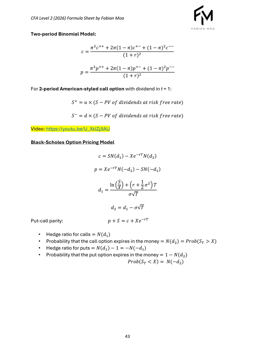 CFA Level II Formula Sheet 2026 - Page 38