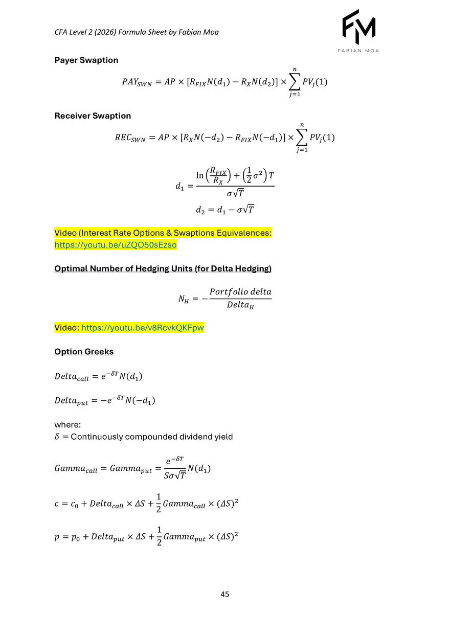 CFA Level II Formula Sheet 2026 - Page 40