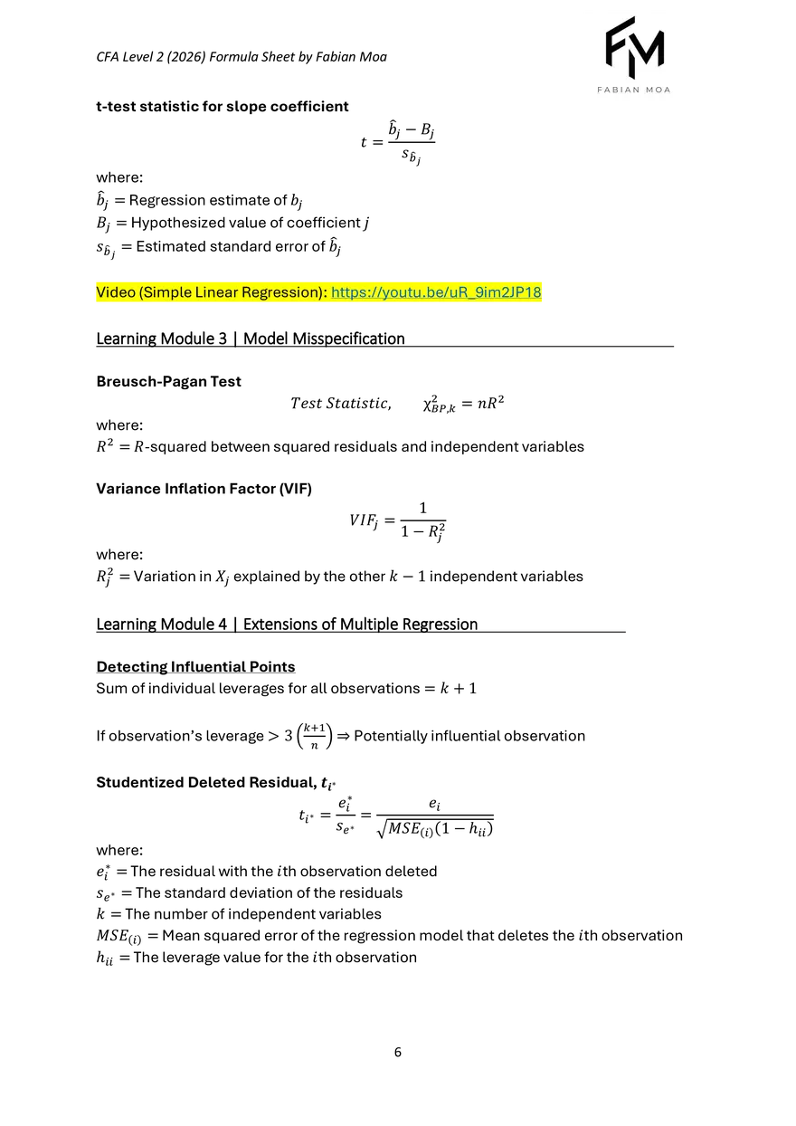 CFA Level II Formula Sheet 2026 - Page 46