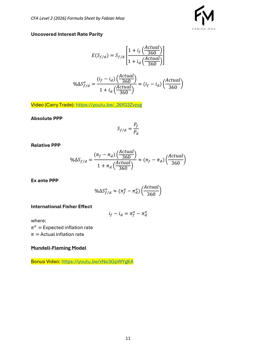 CFA Level II Formula Sheet 2026 - Page 3