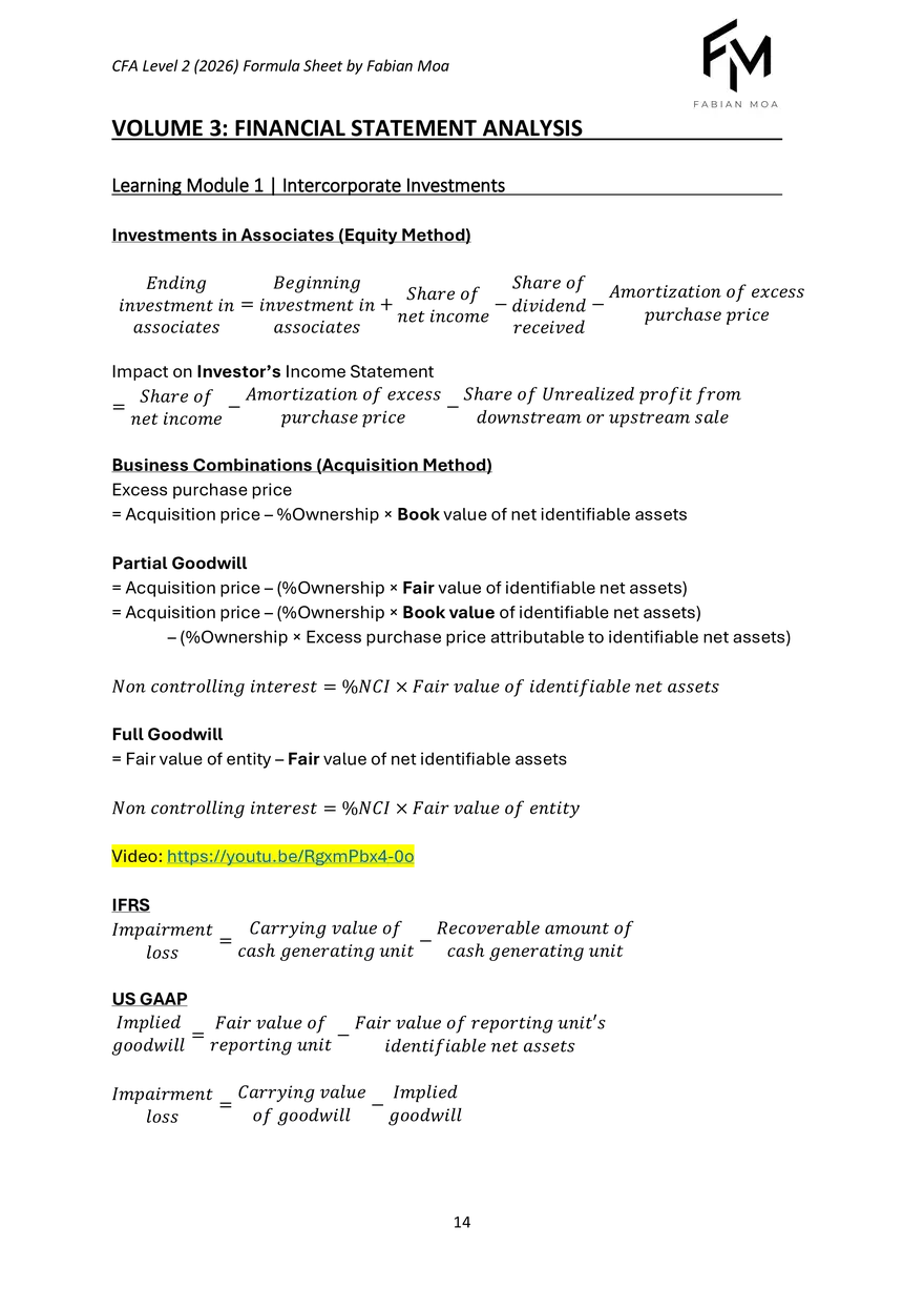 CFA Level II Formula Sheet 2026 - Page 6