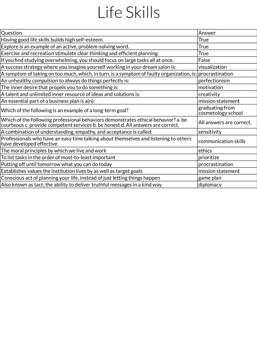 Life Skills and Professional Development - Page 1