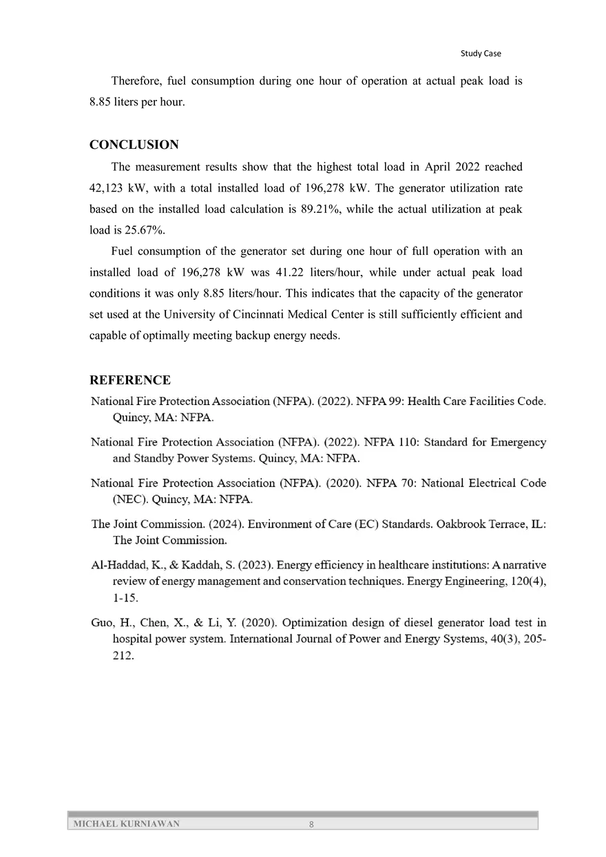 Study of the Efficiency and Utilization of a 275 kVA Generator Set - Page 8