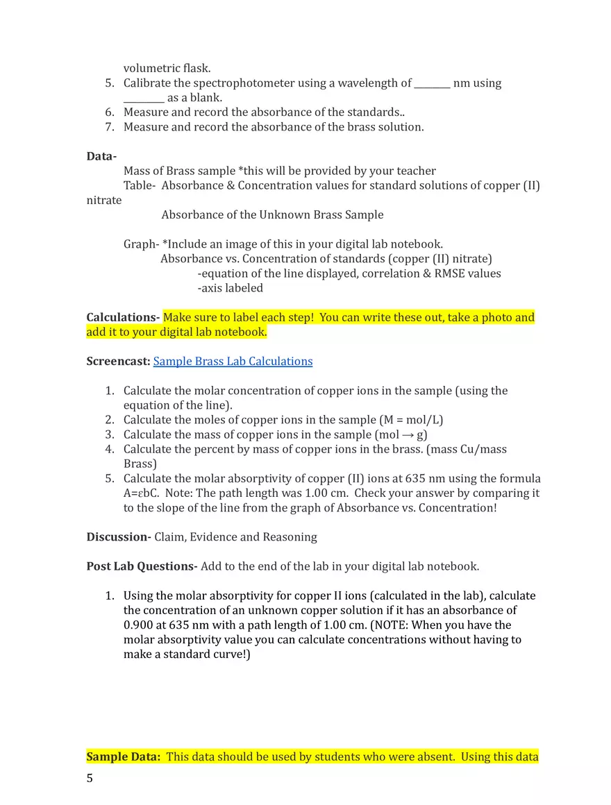 Percent Copper in Brass Background guiding Question - Page 5