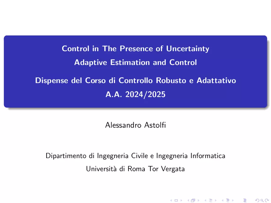 Control in The Presence of Uncertainty - Page 1