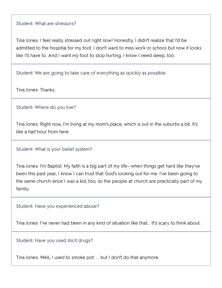 Shadow Health - Tina Jones, Health History - Page 9