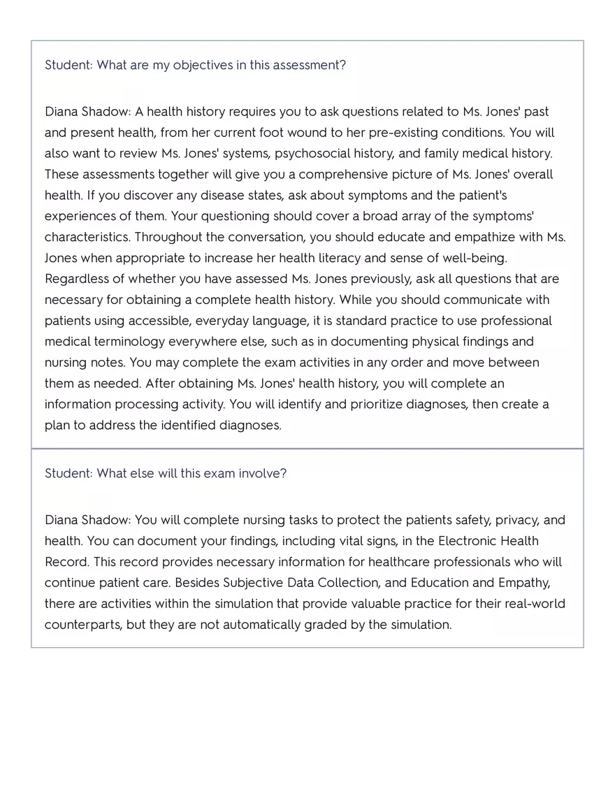 Shadow Health - Tina Jones, Health History - Page 13
