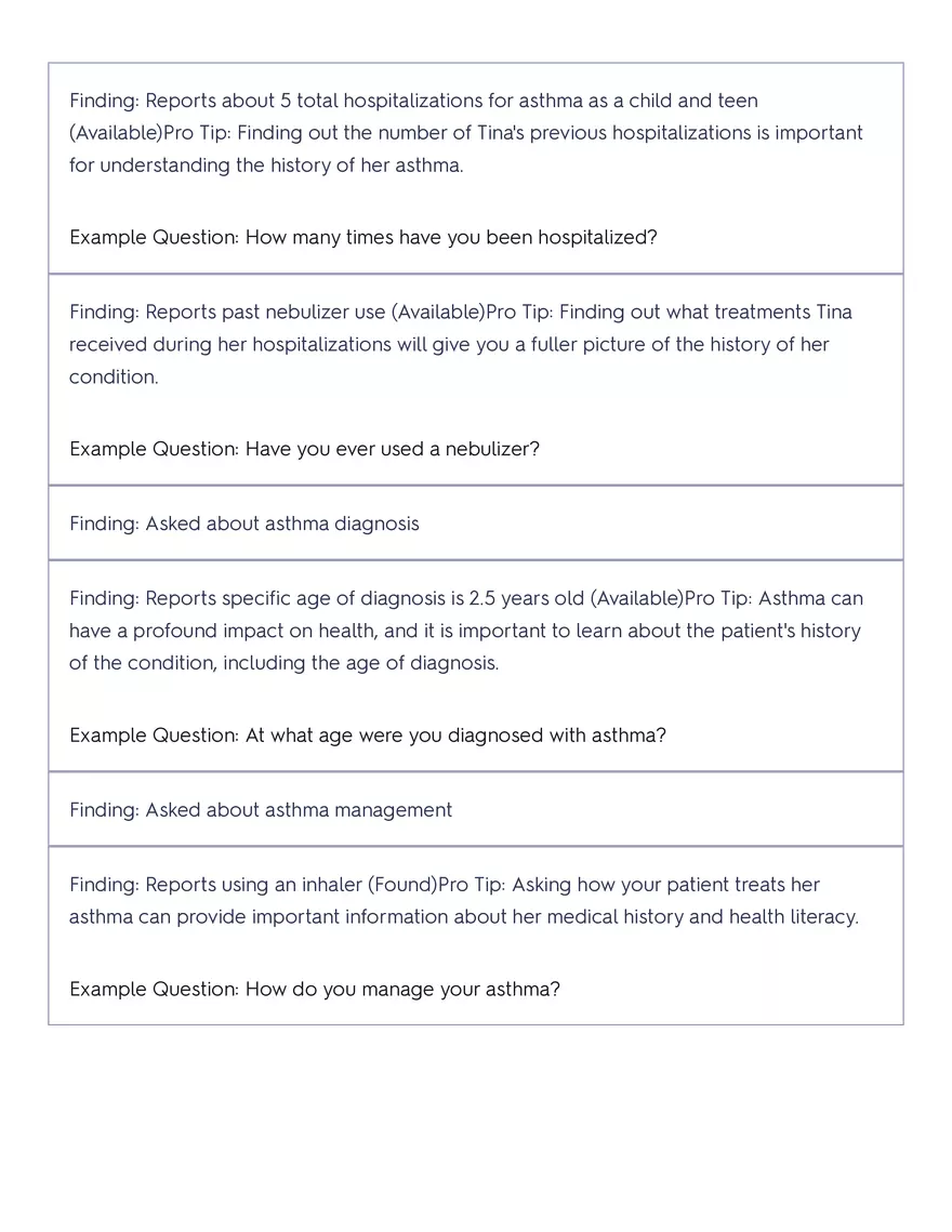 Shadow Health - Tina Jones, Health History - Page 30