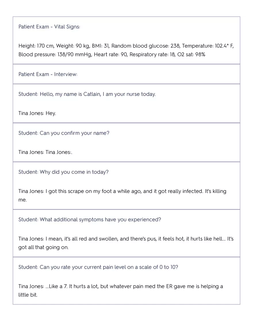 Shadow Health - Tina Jones, Health History - Page 35