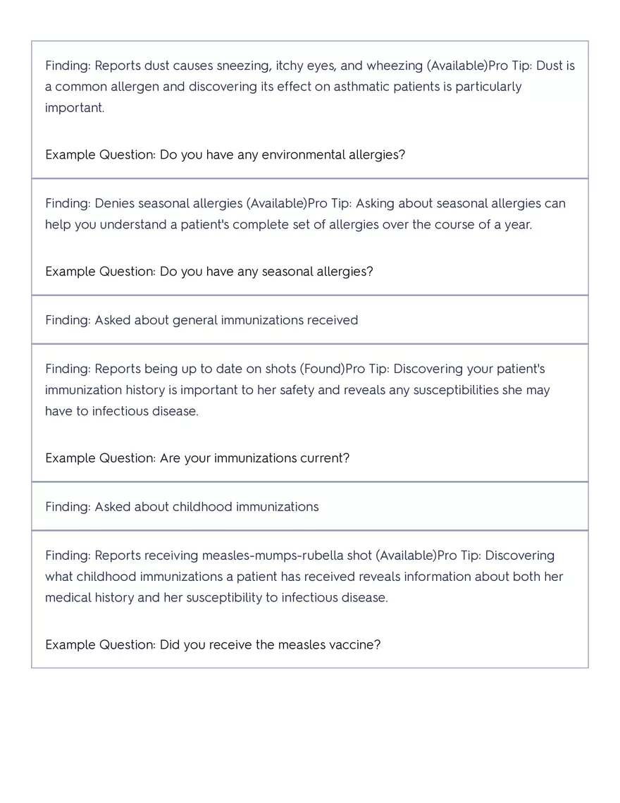 Shadow Health - Tina Jones, Health History - Page 36