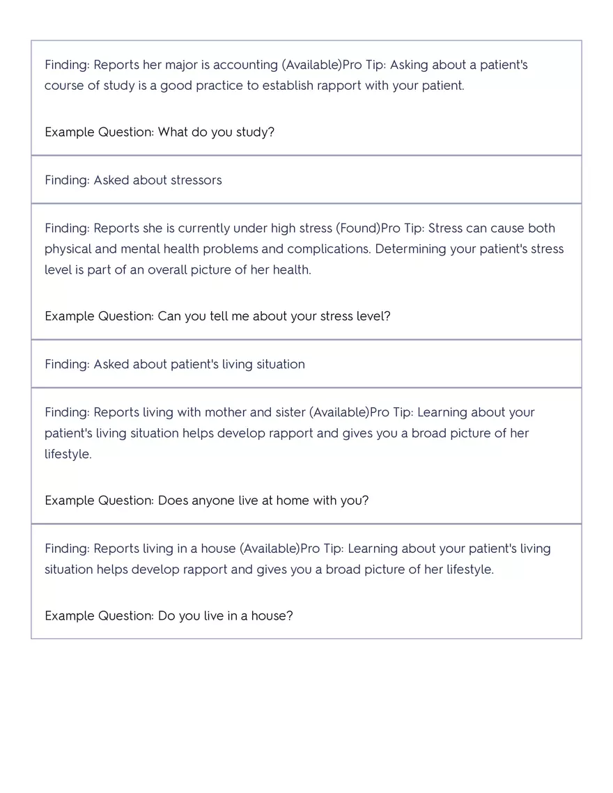 Shadow Health - Tina Jones, Health History - Page 42