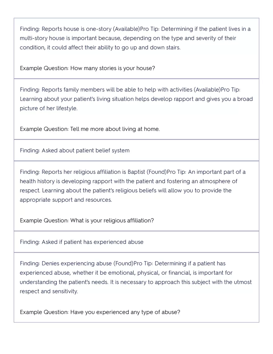 Shadow Health - Tina Jones, Health History - Page 43