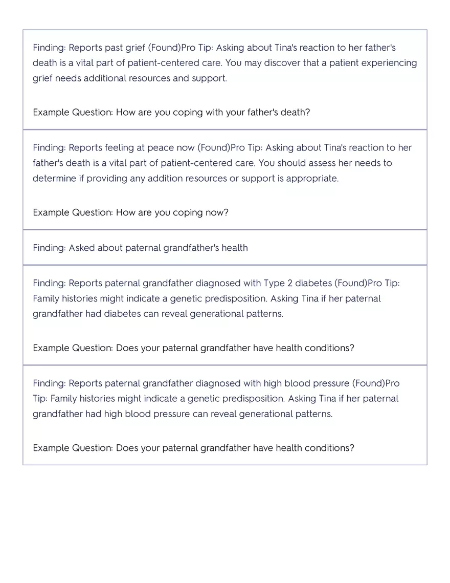 Shadow Health - Tina Jones, Health History - Page 49