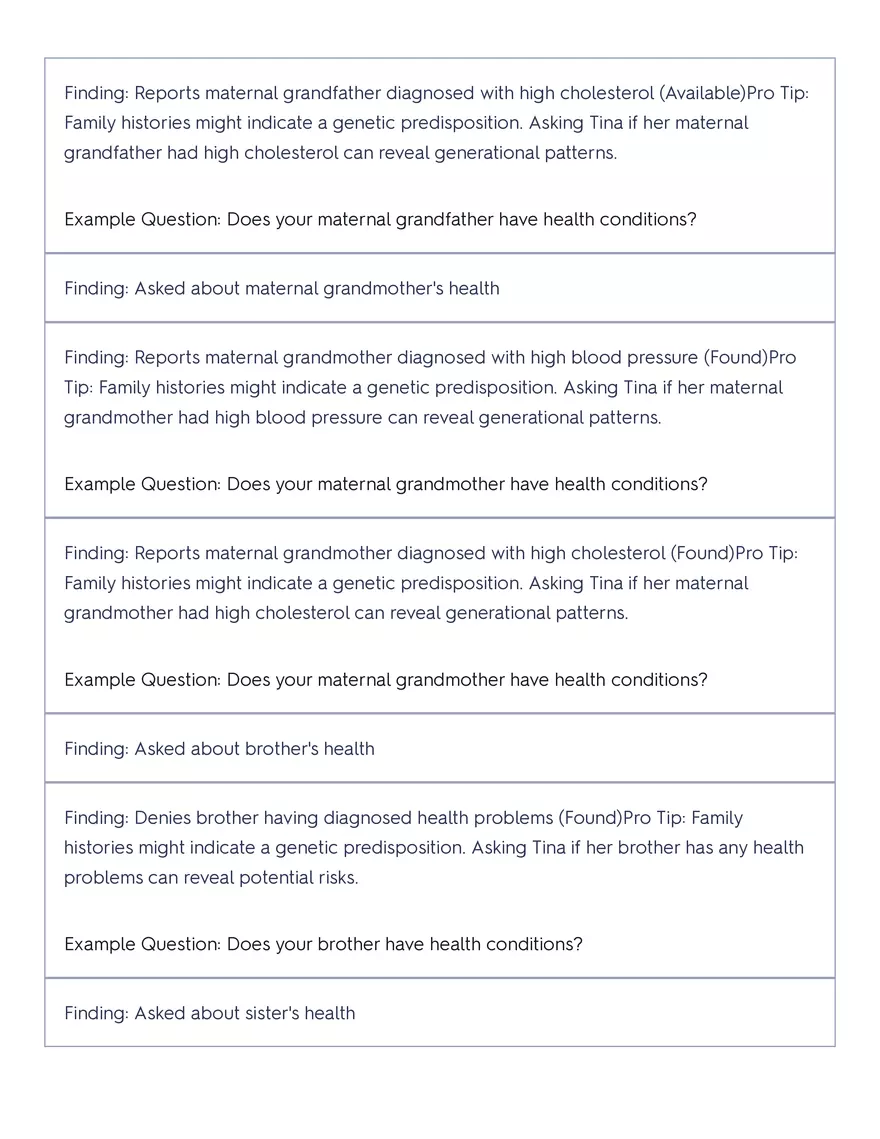 Shadow Health - Tina Jones, Health History - Page 51