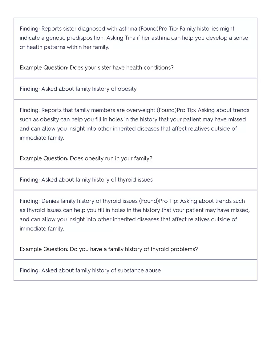 Shadow Health - Tina Jones, Health History - Page 52