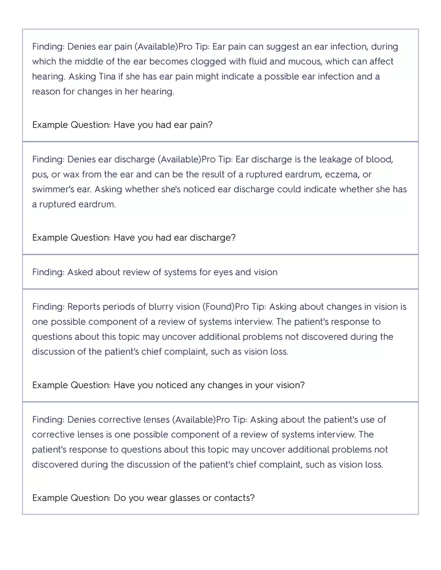 Shadow Health - Tina Jones, Health History - Page 58