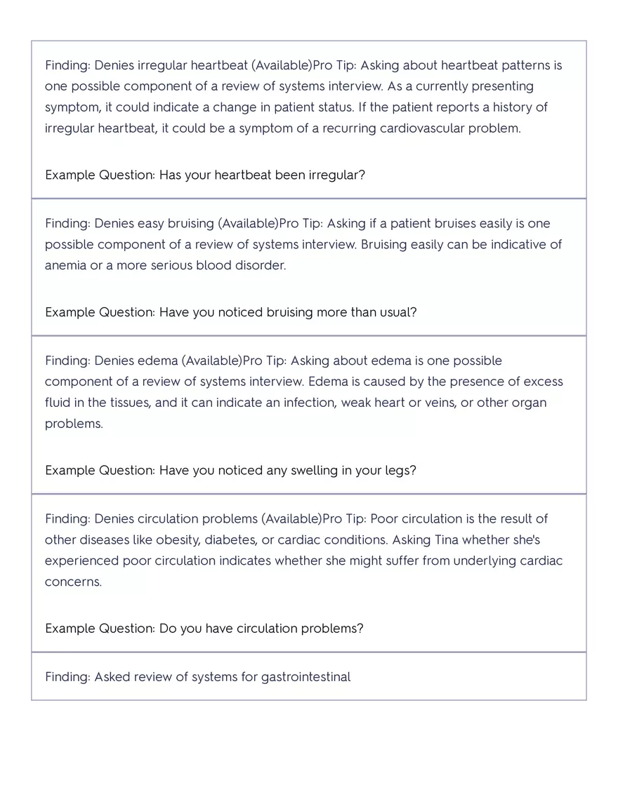 Shadow Health - Tina Jones, Health History - Page 70