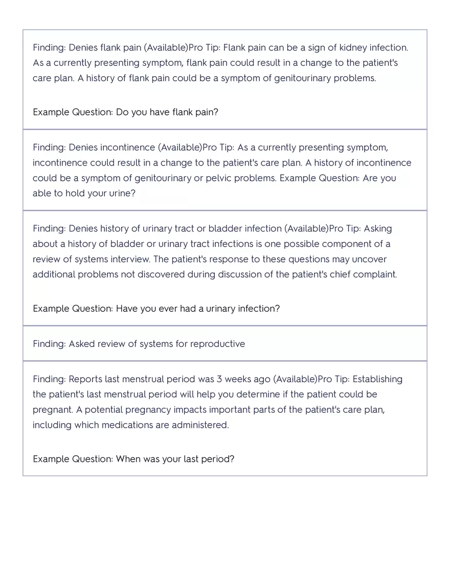 Shadow Health - Tina Jones, Health History - Page 74