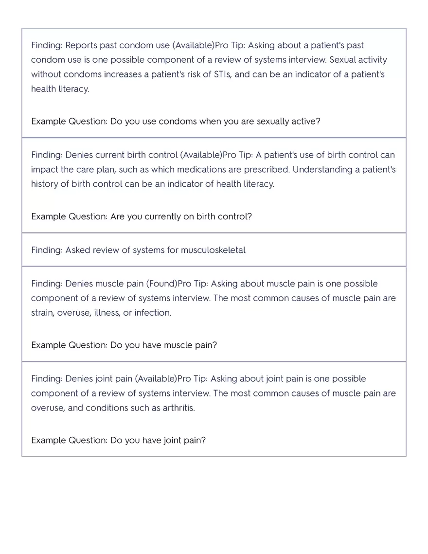 Shadow Health - Tina Jones, Health History - Page 76