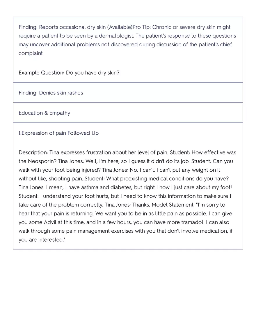 Shadow Health - Tina Jones, Health History - Page 82