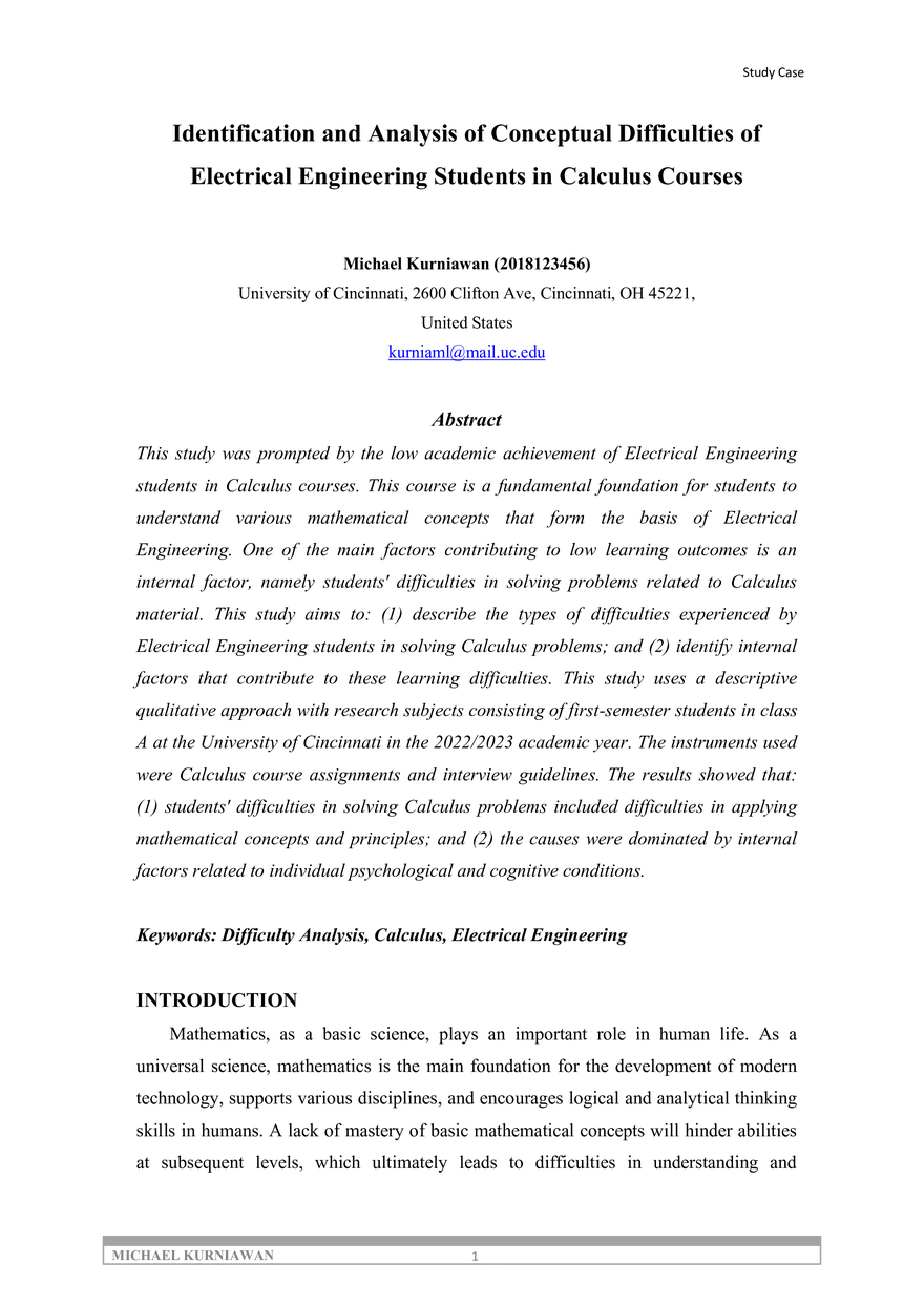 Identification and Analysis of Conceptual Difficulties - Page 1