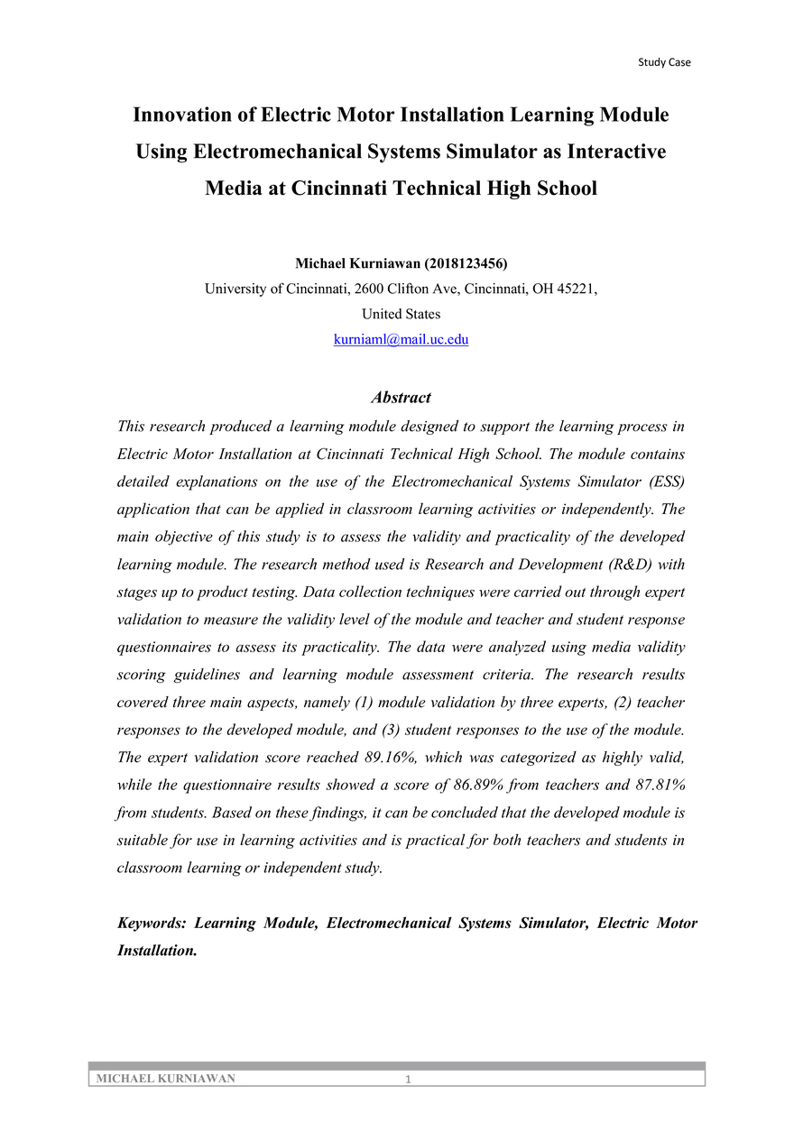 Innovation of Electric Motor Installation Learning Module - Page 1