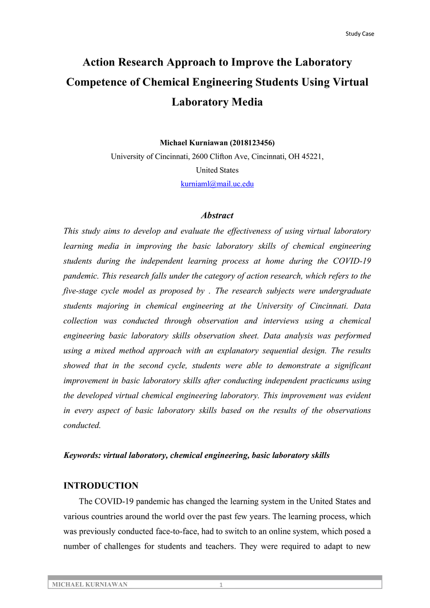 Action Research Approach to Improve the Laboratory Competence - Page 1