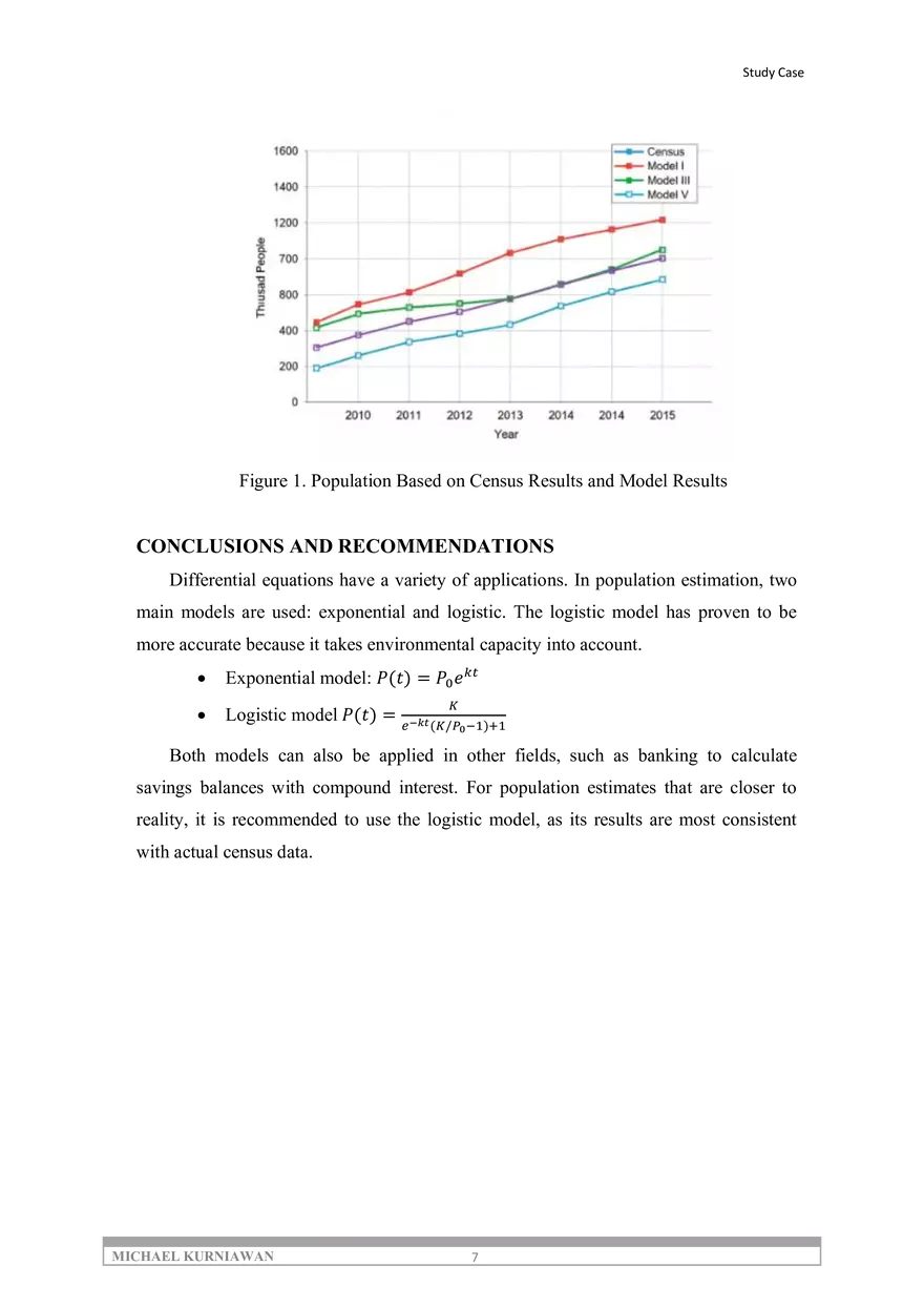 Application of Differential Equations for Population Estimation - Page 7