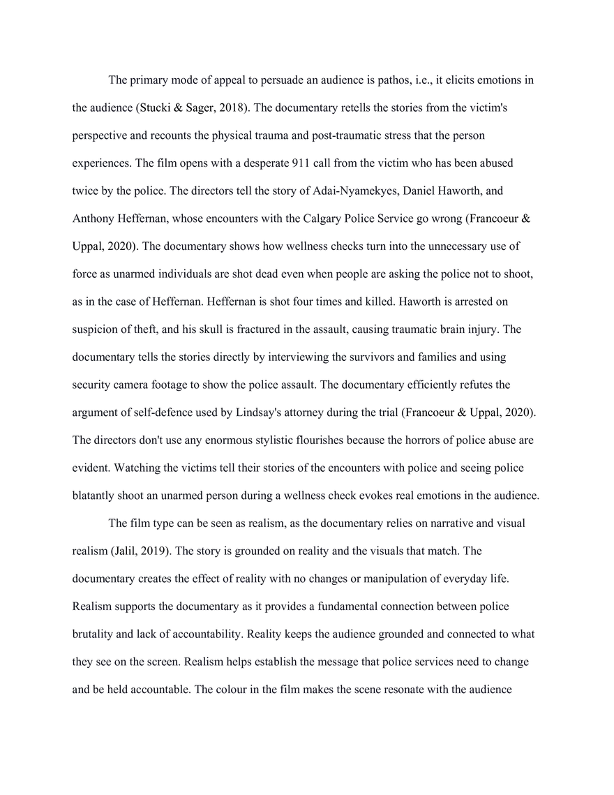 Rhetorical Analysis: No Visible Trauma Documentary - Page 7