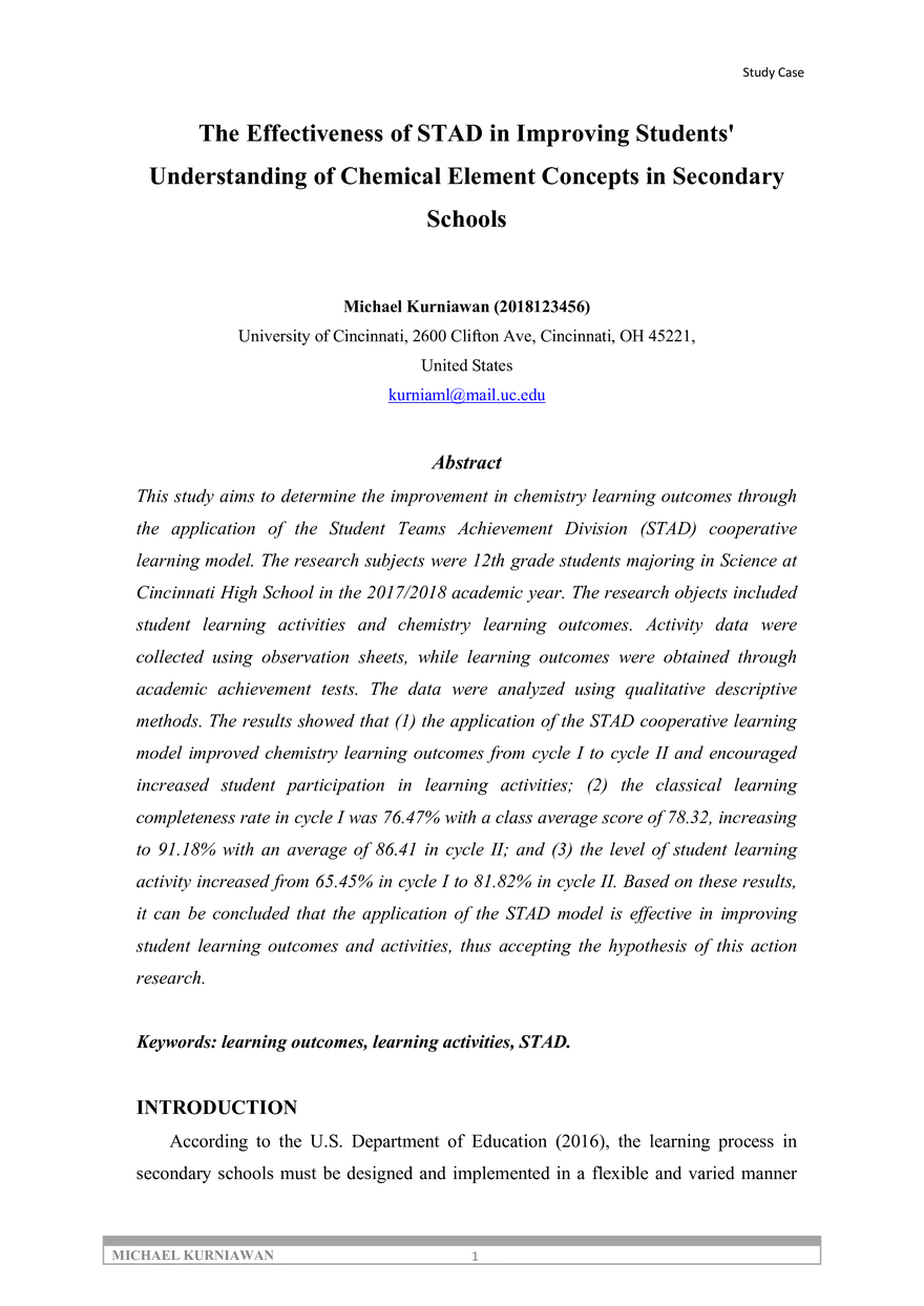 The Effectiveness of STAD in Improving Students - Page 1