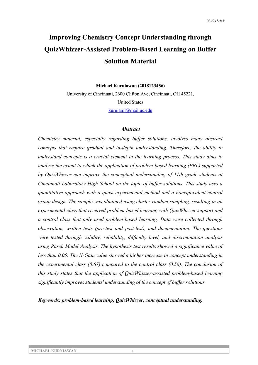 Improving Chemistry Concept Understanding through QuizWhizzer-Assisted - Page 1