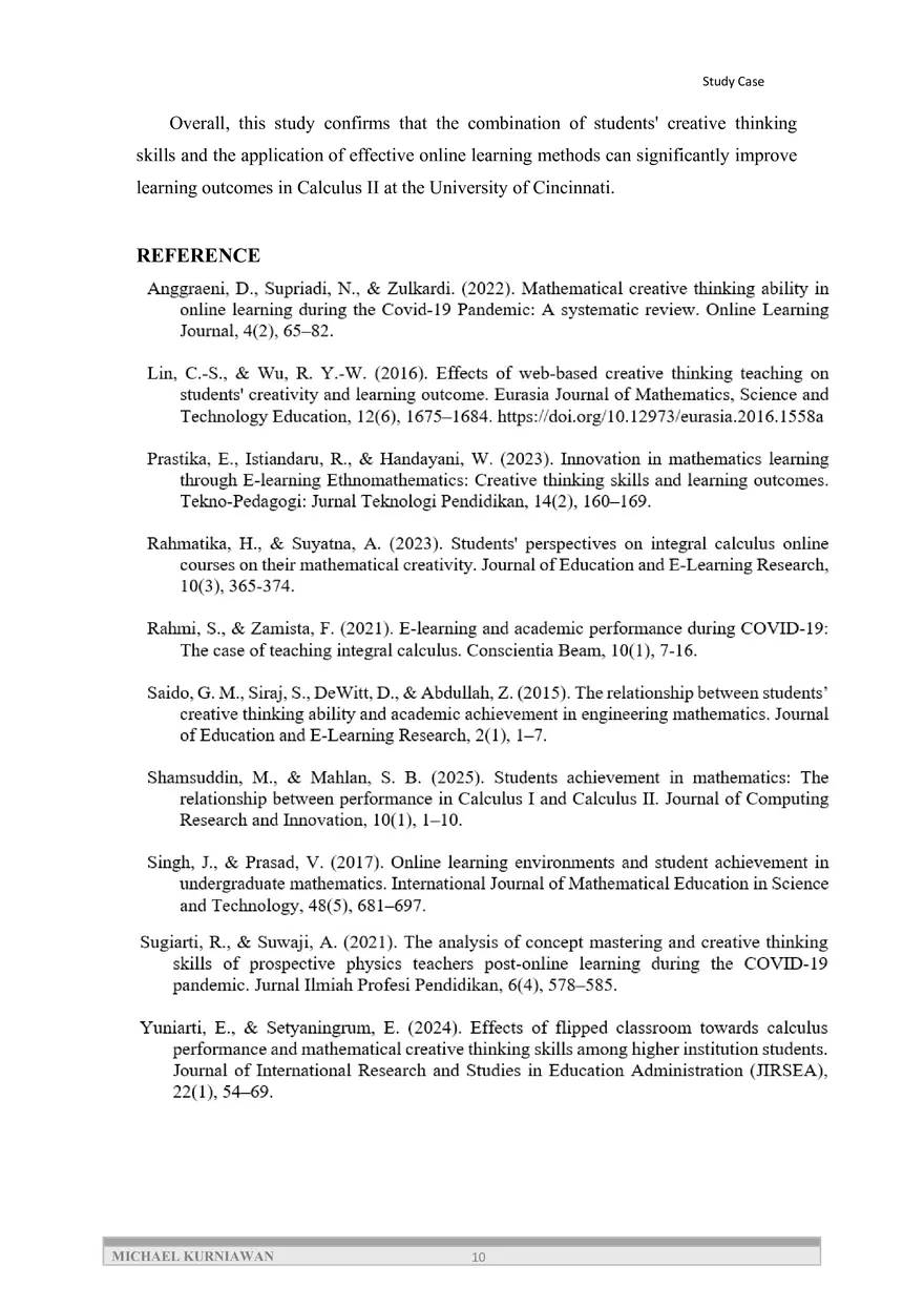 The Impact of Creative Thinking Skills and Online Learning Systems - Page 10