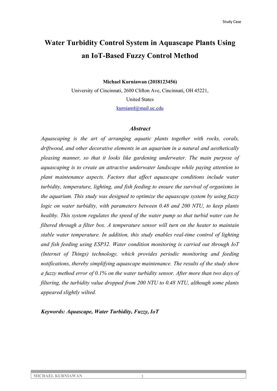 Water Turbidity Control System in Aquascape Plants - Page 1