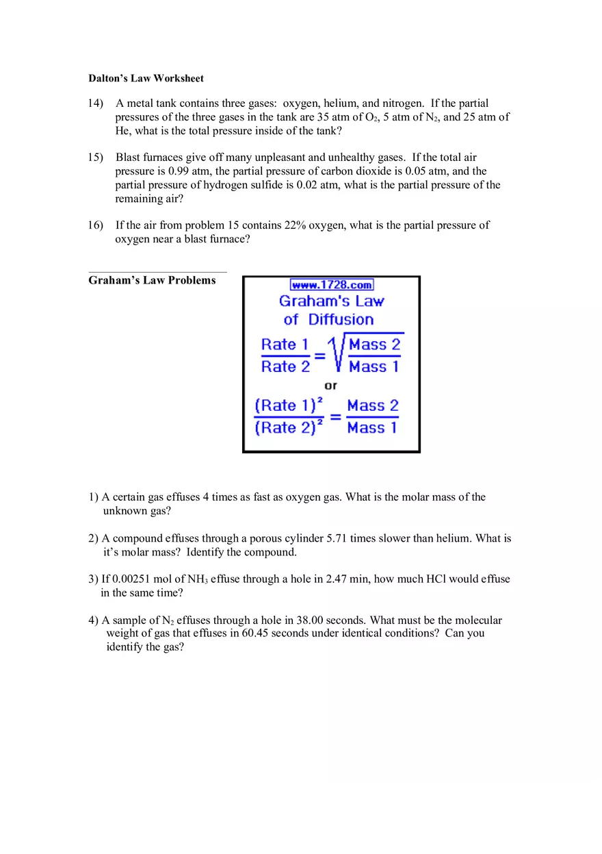 Gas Law Worksheet - Page 3