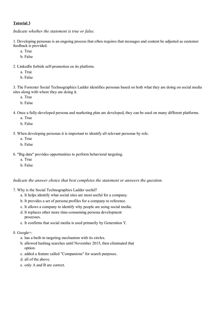Tutorial 3 Assignment Social Media Marketing - Page 1