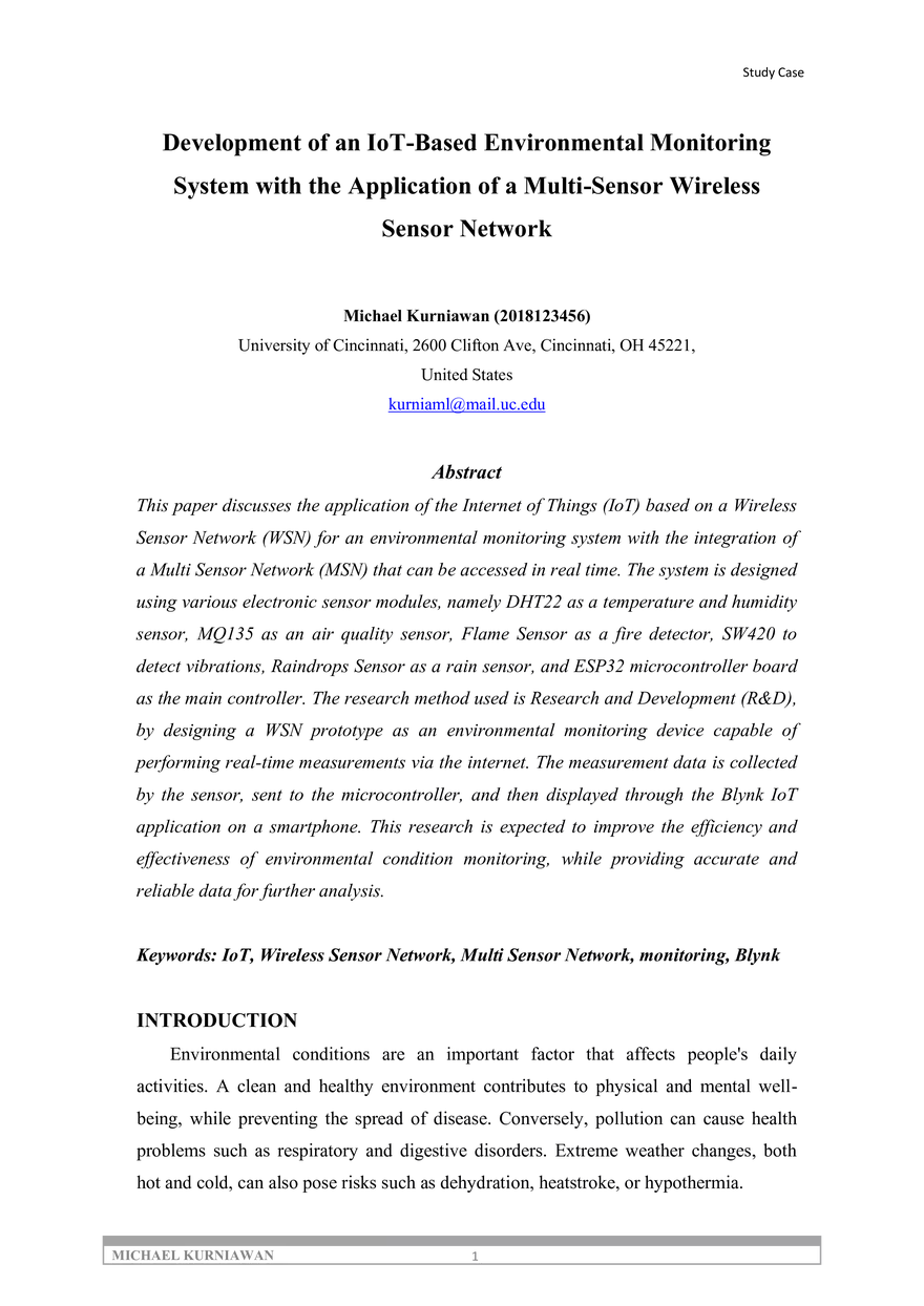 Evaluation of IoT Sensor Utilization for River Water - Page 1