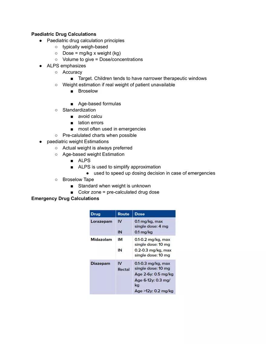 Paediatric Drug Calculations - Page 1