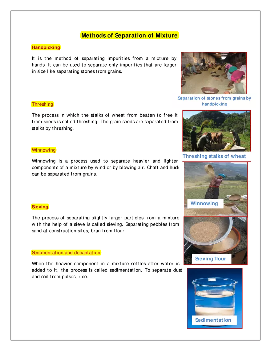 Methods of Separation of Mixture - Page 1