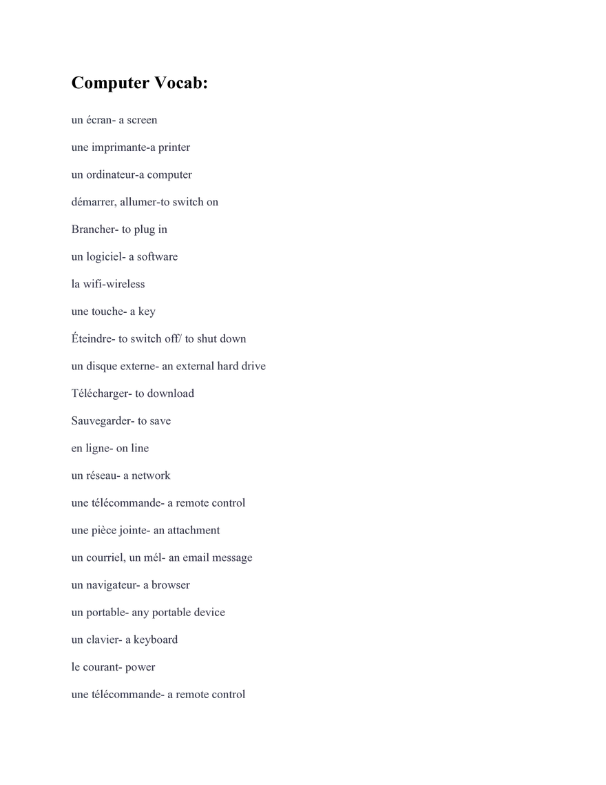 French 3 Study Guide - Page 11