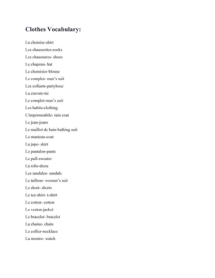 French 3 Study Guide - Page 18